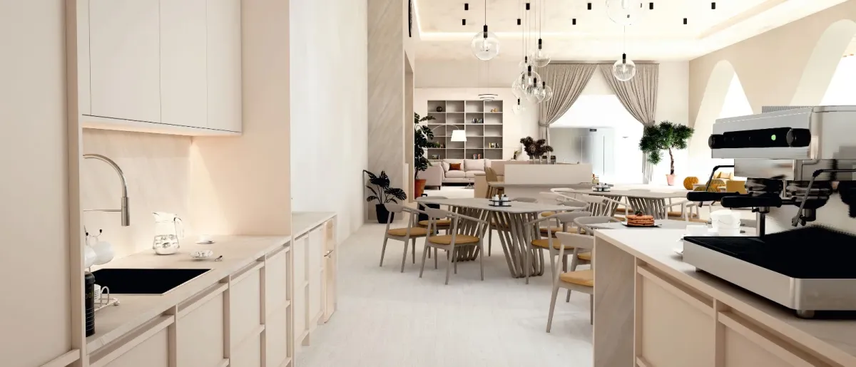 Lobby de hotel cu zonă de recepție, Minimalism Nomad