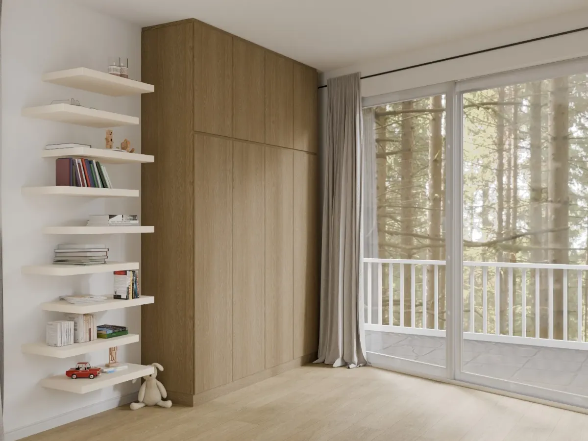 Bibliotecă de perete cu rafturi crem, Nordic Escape
